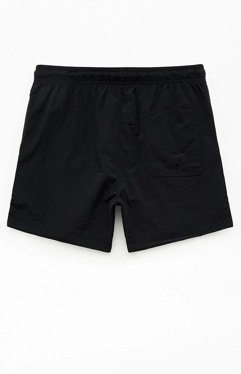 Pacsun Jet Black Collegiate 4.5" Swim Trunks