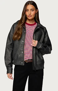 Edikted Mori Oversized Faux Leather Jacket