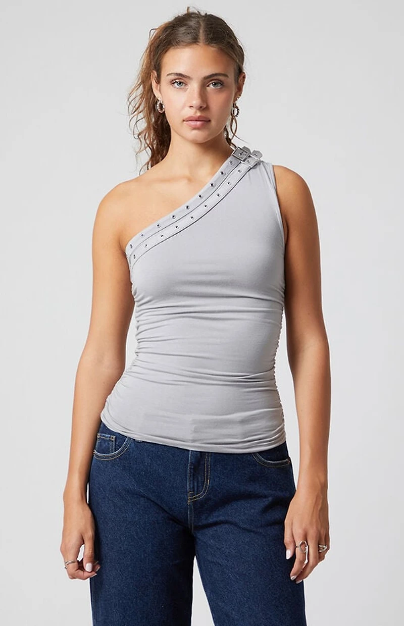 Third Charm Callie One Shoulder Buckle Tube Top
