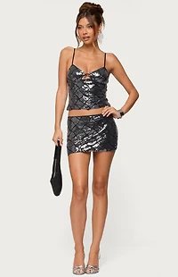 Edikted Stajie Diamond Sequin Cut Top