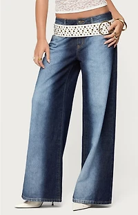Edikted Ema Bleach Washed Low Rise Jeans