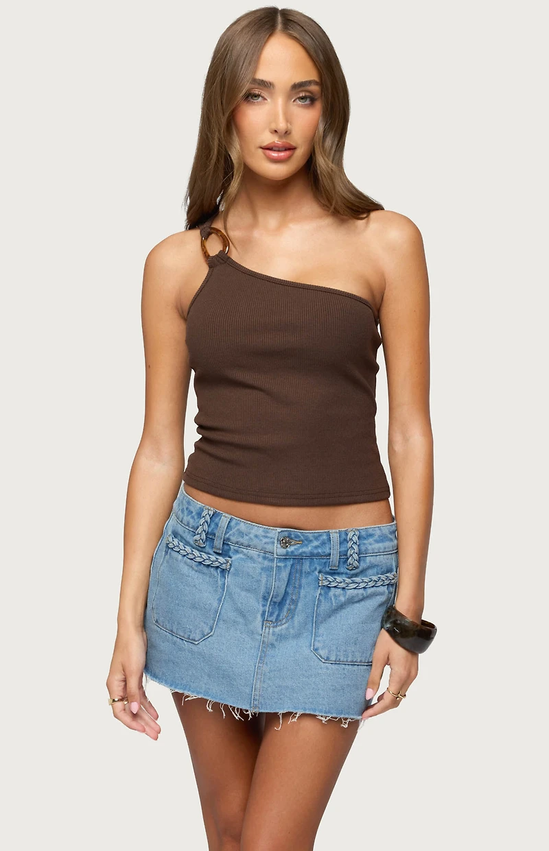 Edikted Calista Ribbed One Shoulder Top