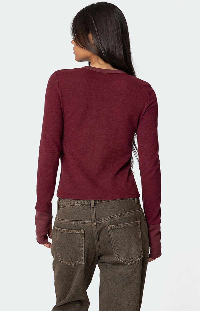 Edikted Waffle Long Sleeve T-Shirt