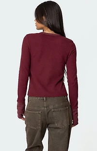 Edikted Waffle Long Sleeve T-Shirt