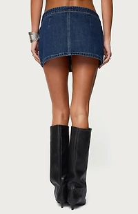 Edikted Sharlo Zip Up Denim Mini Skirt