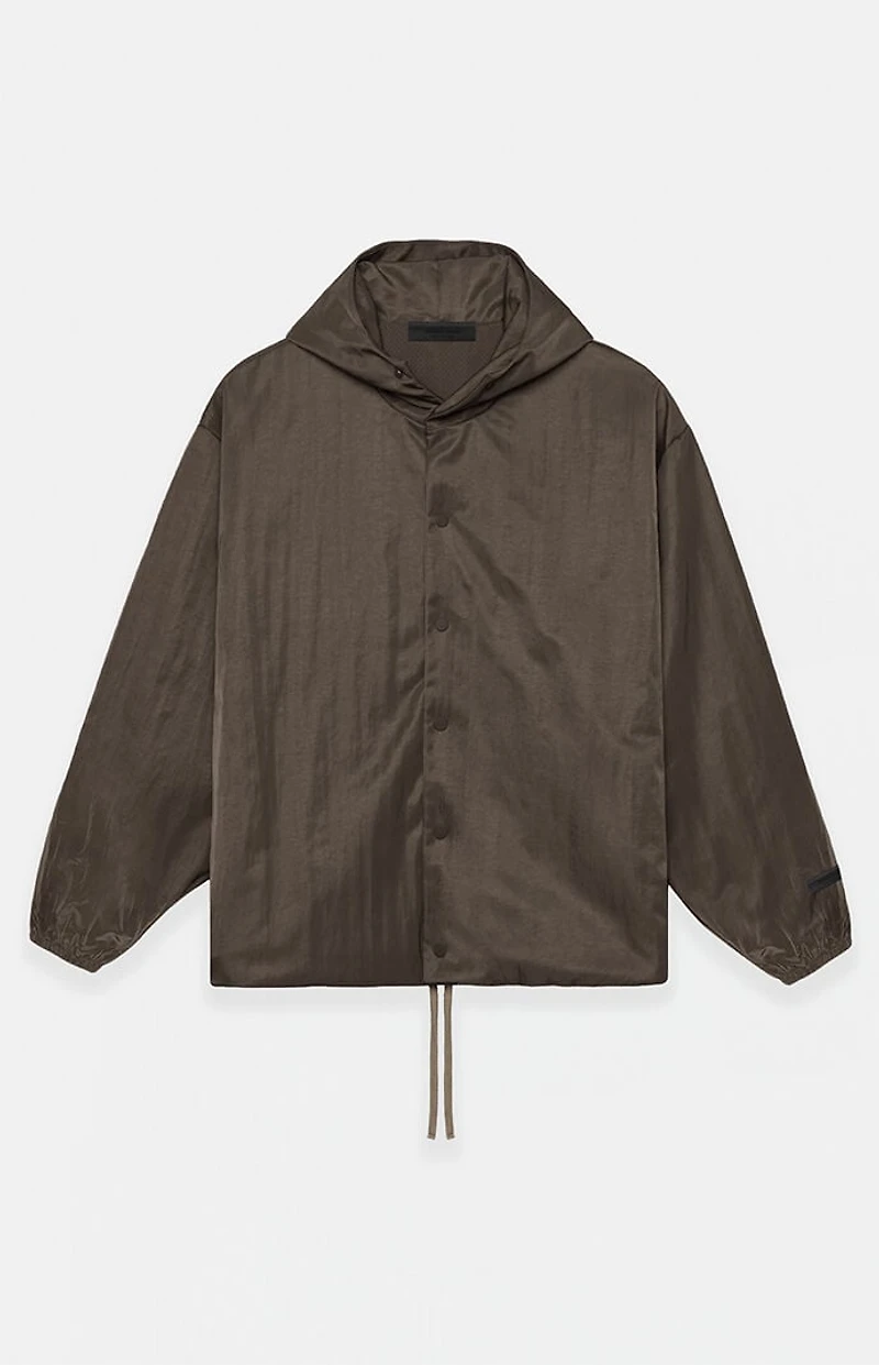 Fear of God ESSENTIALS Brown Textured Nylon Hooded Jacket