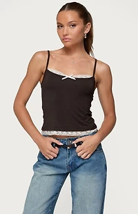 Edikted Adriel Contrast Lacey Tank Top