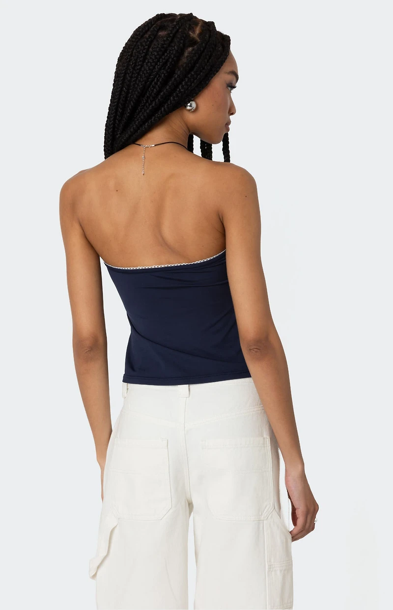 Edikted Lace Trim Split Front Tube Top