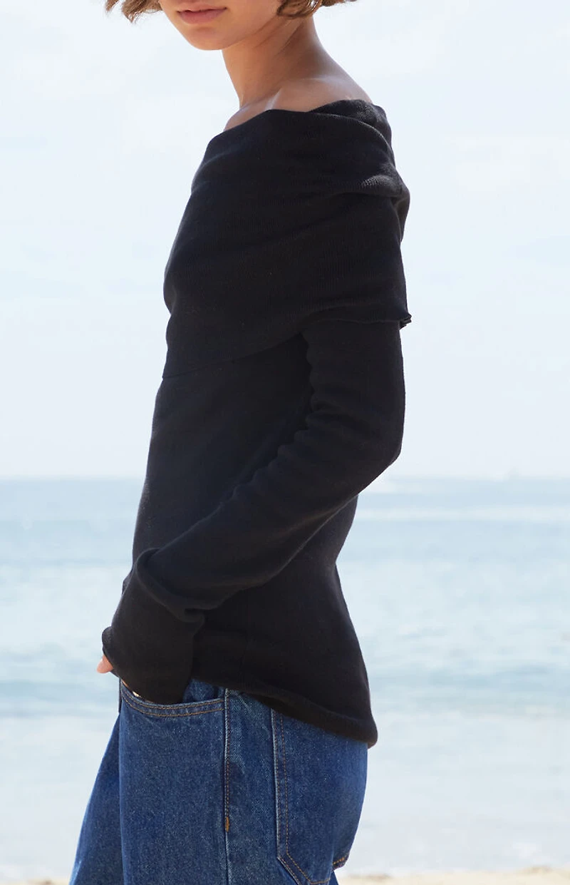 John Galt Black Renata Off-The-Shoulder Sweater