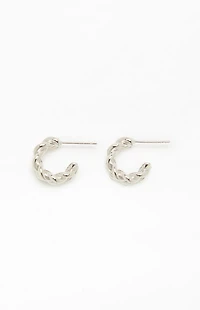 LA Hearts Silver 14K Gold Plated Braided Hoop Earrings