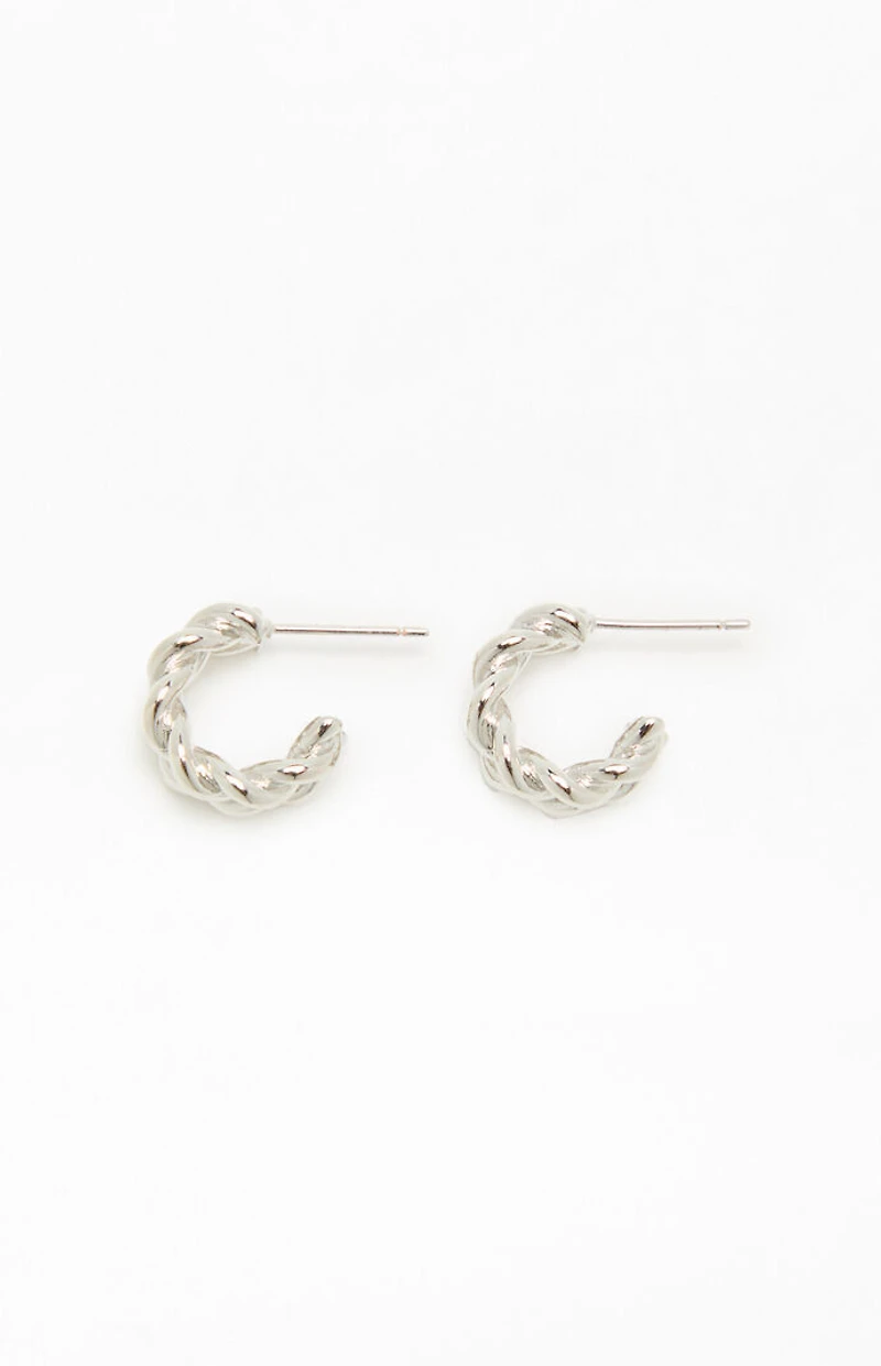 LA Hearts Silver 14K Gold Plated Braided Hoop Earrings