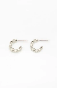 LA Hearts Silver 14K Gold Plated Braided Hoop Earrings