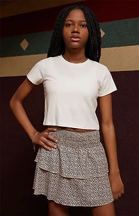 Pacsun Kids Leopard Tiered Scrunch Mini Skirt
