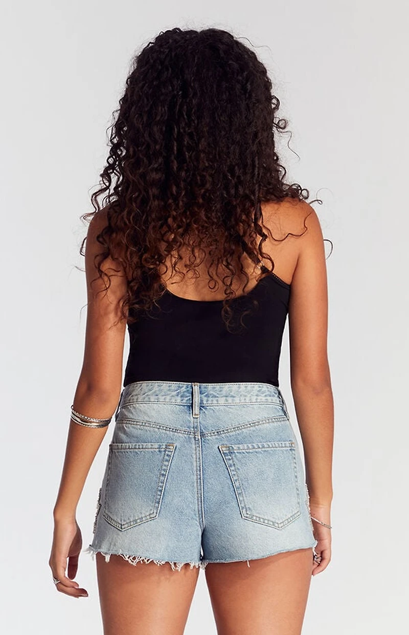 Pacsun Rhinestone Star High Waisted Denim Festival Shorts