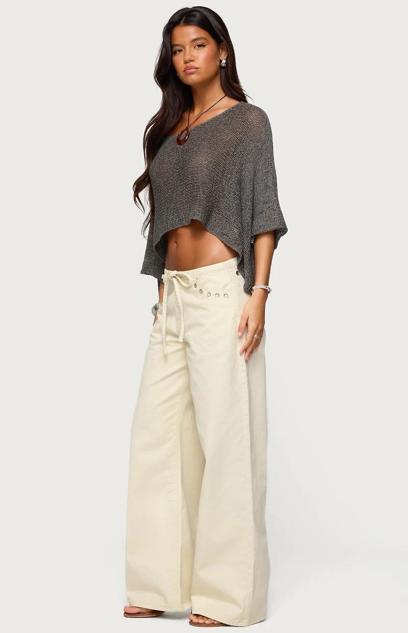 Edikted Grommet Tie Waist Low Rise Jeans