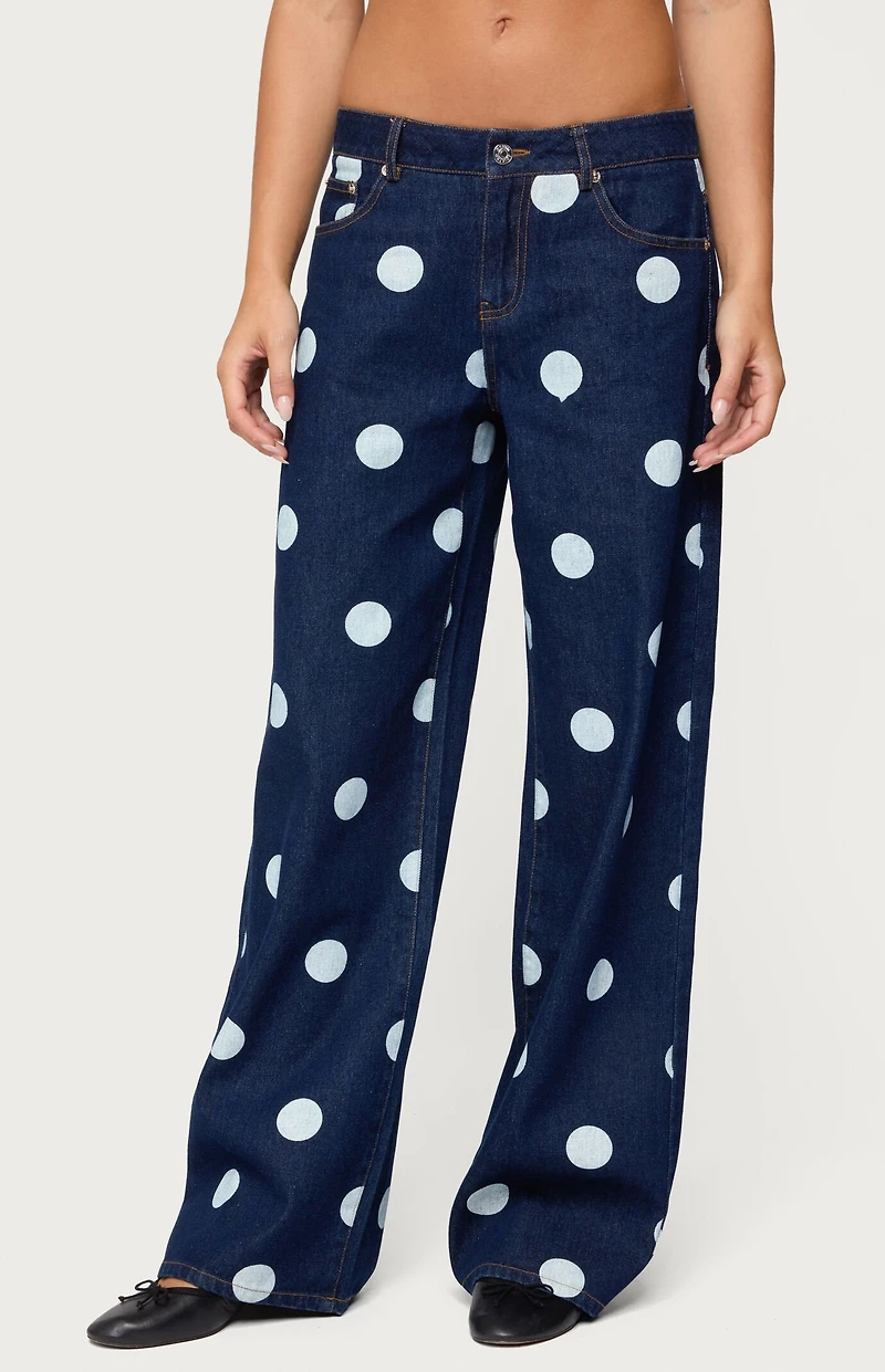 Edikted Leyah Polka Dot Low Rise Jeans