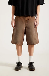 Pacsun Austin Extreme Baggy Denim Shorts Darted Brown