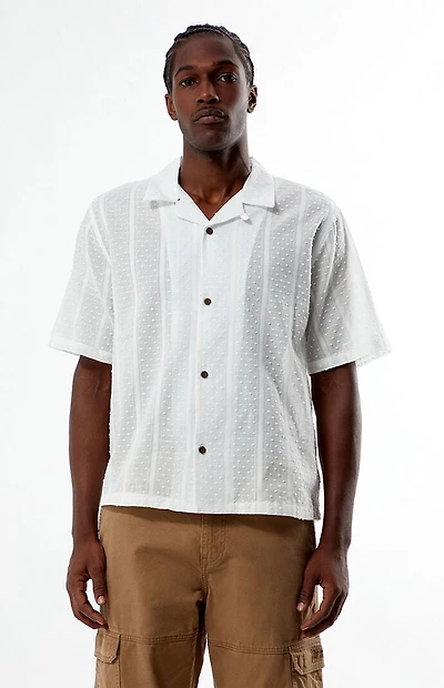 Pacsun White Pointelle Oversized Camp Shirt