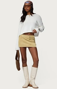 Edikted Roney Stud Faux Suede Mini Skort