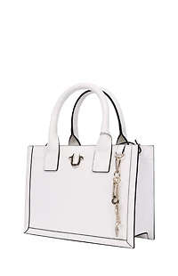 True Religion White Modern Edge Charm Tote Bag