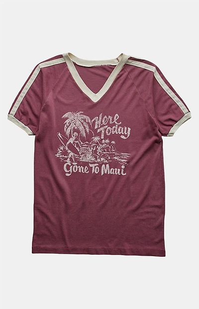 PS VINTAGE 80s Here Today Gone to Maui V-neck Graphic T-Shirt
