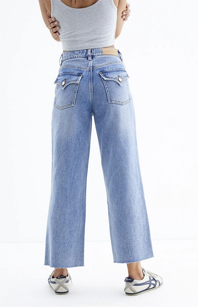 Pacsun Nora Cropped Wide Leg Jeans Medium Indigo