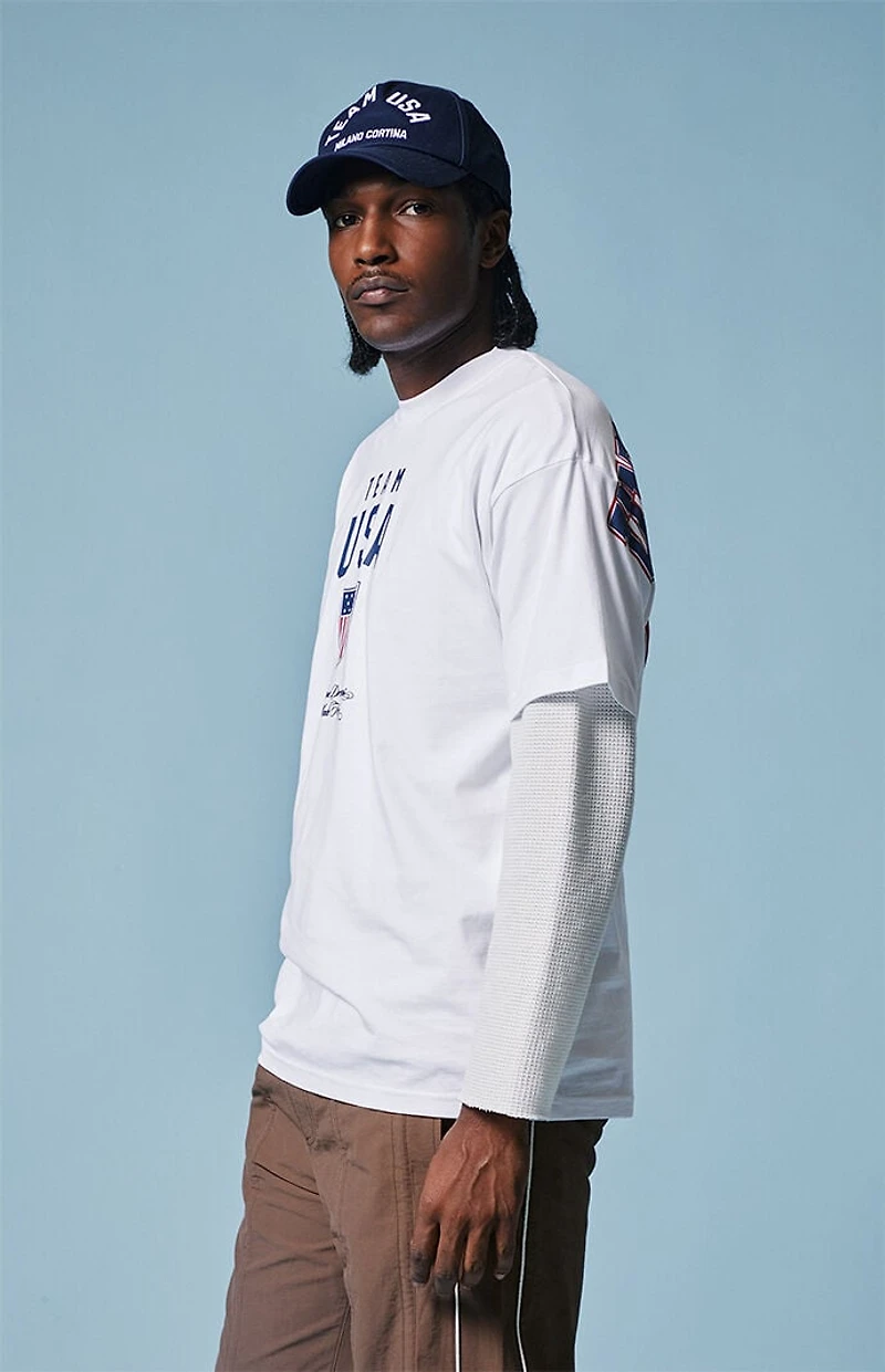 Olympics White Milano Cortina Team USA Puff Graphic T-Shirt