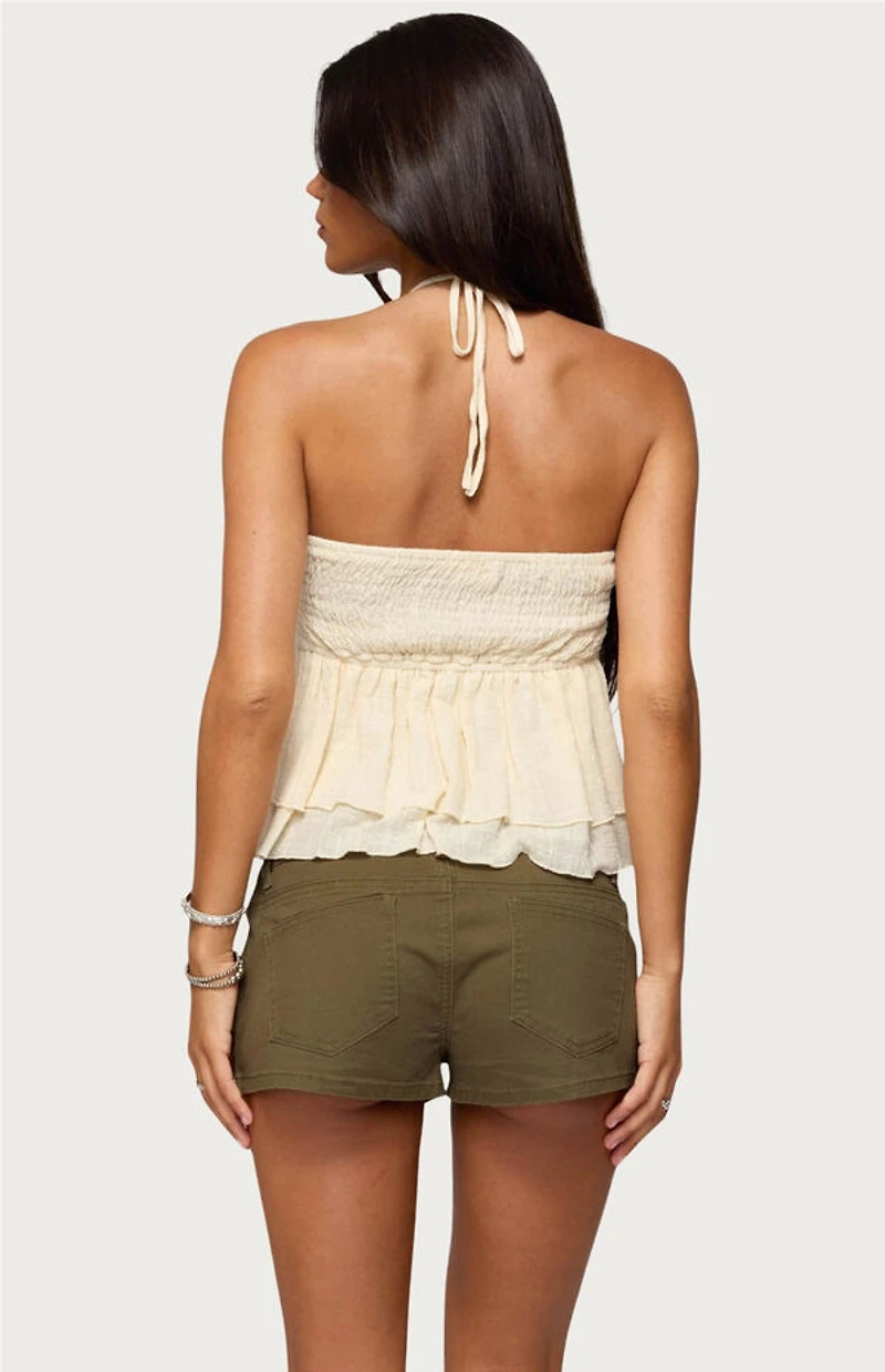 Edikted Layered Linen Look Babydoll Halter Top
