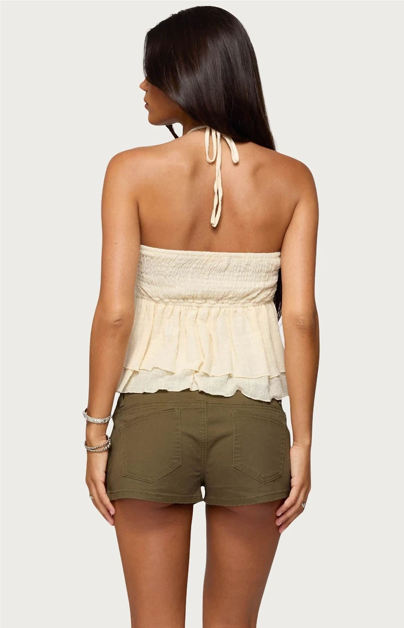 Edikted Layered Linen Look Babydoll Halter Top