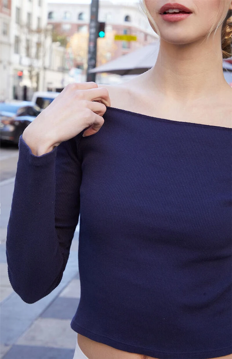 John Galt Blue Mayson Off-The-Shoulder Top