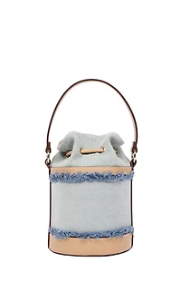 True Religion Buddha Patch Frayed Denim Bucket Bag