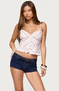 Edikted Alaine Floral Striped Ruffle Tank Top