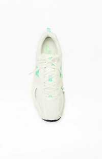New Balance White & Green 530 Sneakers