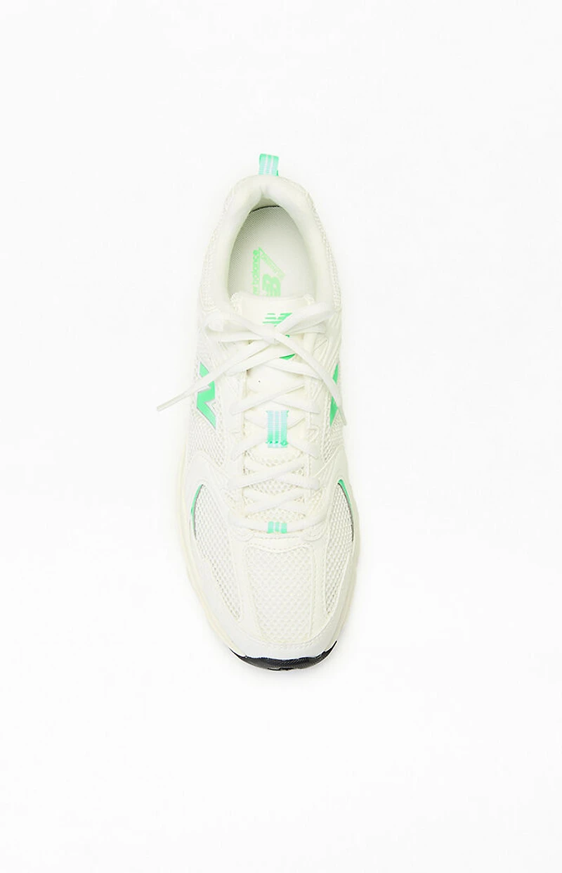 New Balance White & Green 530 Sneakers