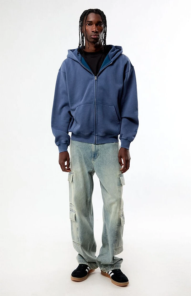 Pacsun Washed Navy Full Zip Hoodie
