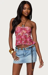 Edikted Solana Floral Cut Out Halter Top