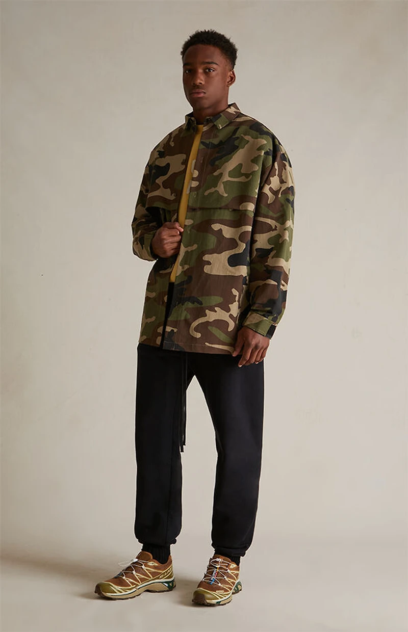 Fear of God ESSENTIALS Woodland Camo Military Nylon Overshirt Jacket