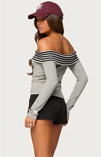 Edikted Leetal Stripey Foldover Knit Top