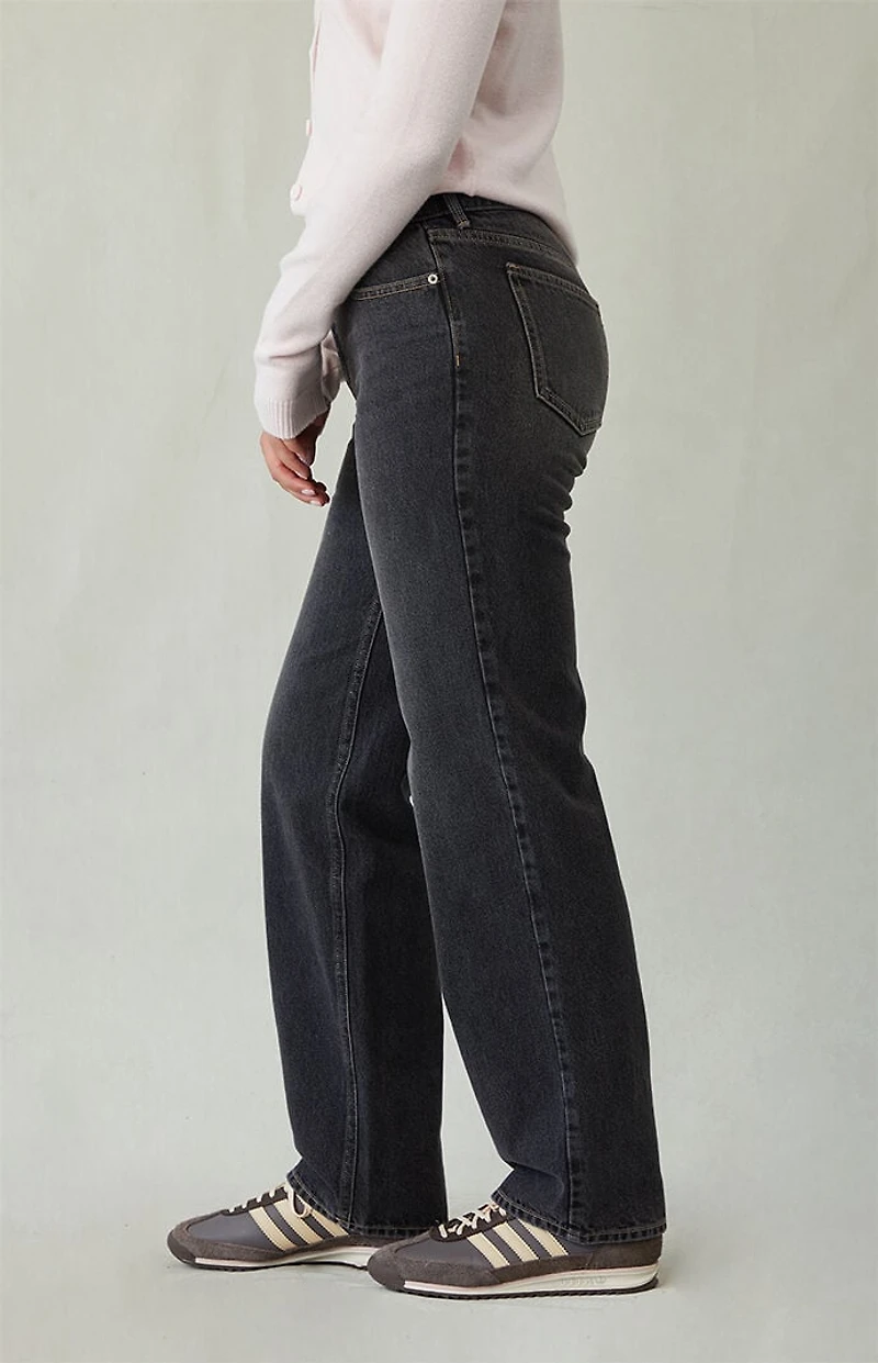 Pacsun Jordyn Low Rise Straight Leg Jeans Contrast Stitch Black