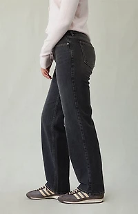 Pacsun Jordyn Low Rise Straight Leg Jeans Contrast Stitch Black