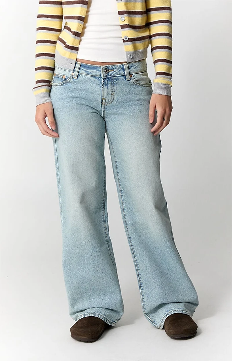 Pacsun Zoe Low Rise Girlfriend Jeans Light Blue Wash