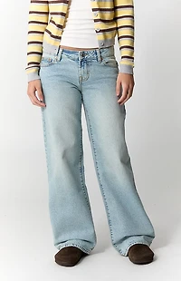 Pacsun Zoe Low Rise Girlfriend Jeans Light Blue Wash