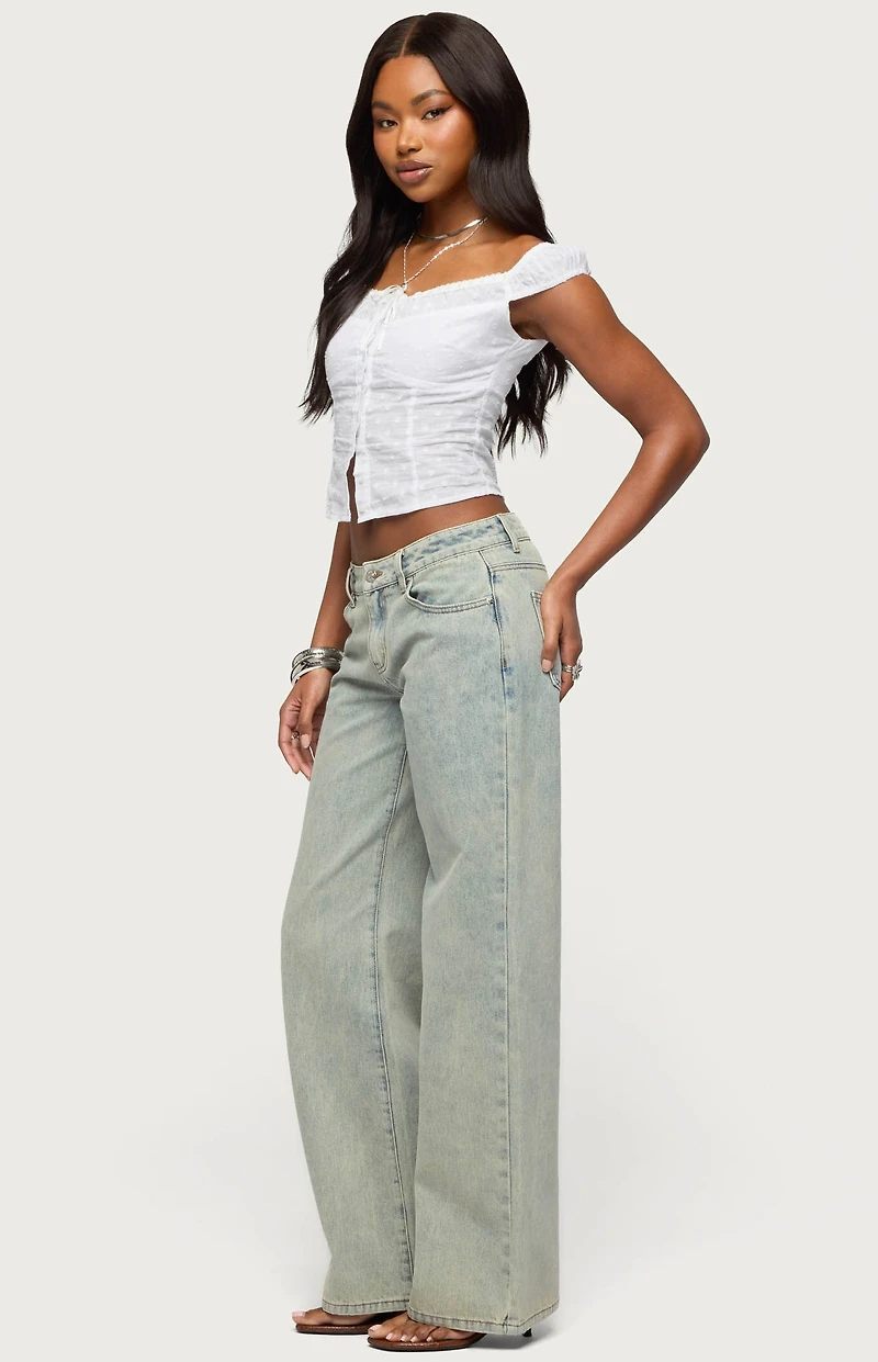 Edikted Tall Magda Acid Wash Low Rise Baggy Jeans