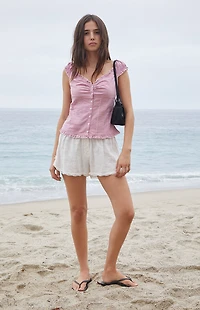 John Galt Red Gingham Elena Top