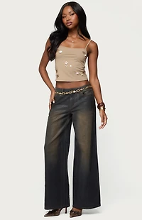 Edikted Malia Flower Applique Tank Top