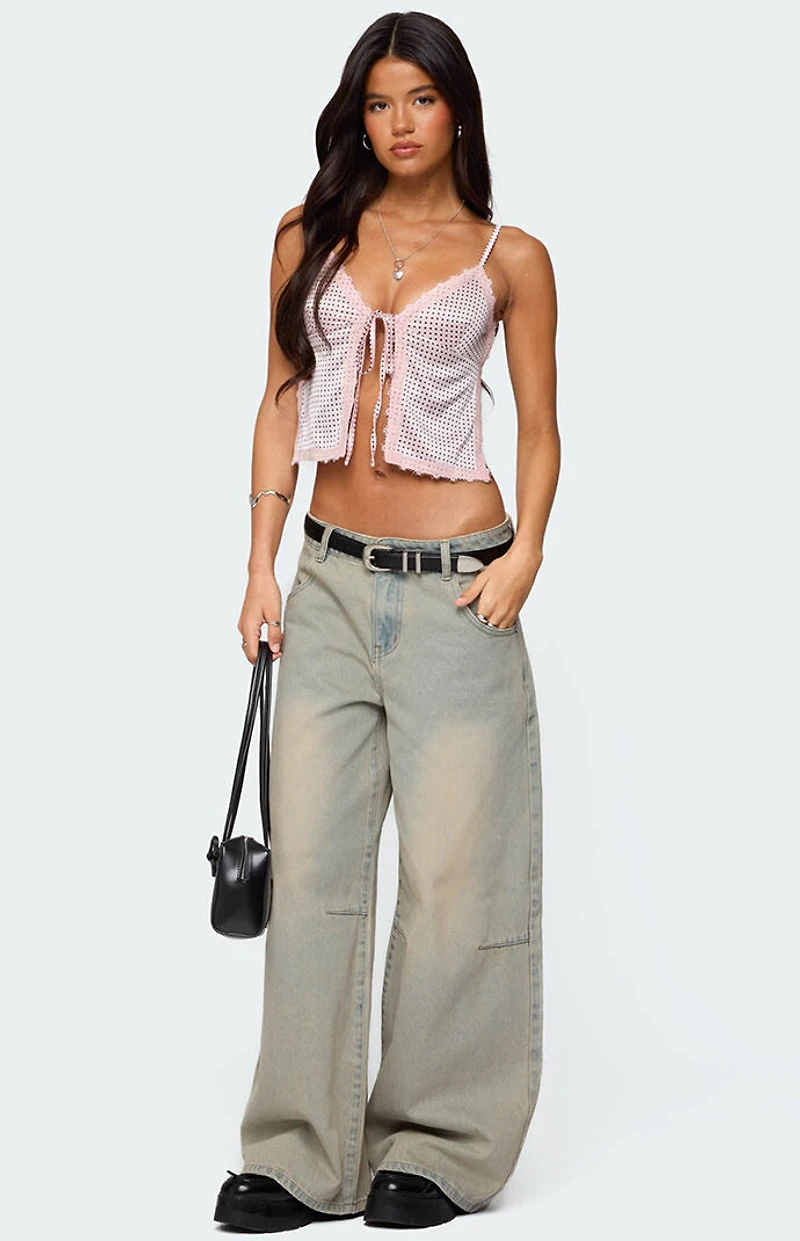 Edikted Backless Satin Effect Polka Dot Top