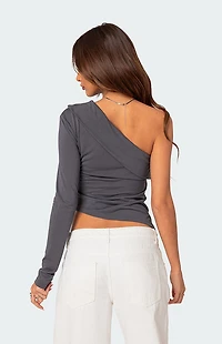 Edikted Fold Over One Shoulder Top