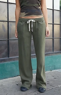 John Galt Green Waffle Knit Anastasia Baggy Sweatpants