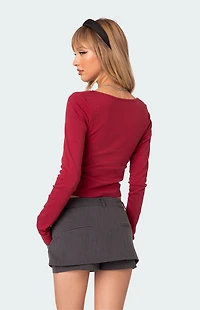 Edikted Nat Ruched V Neck Top