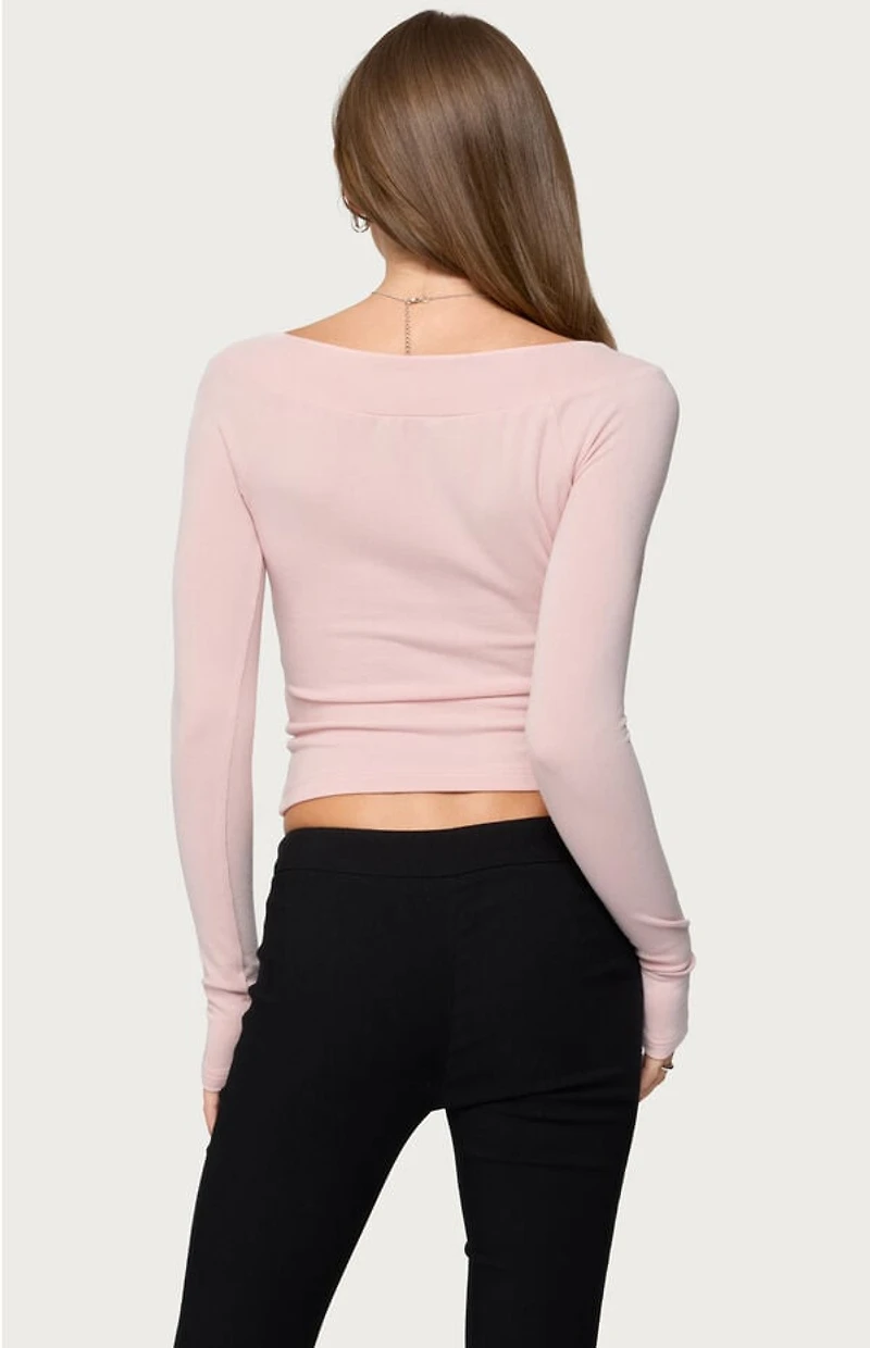 Edikted Embry Boat Neck Raglan Top
